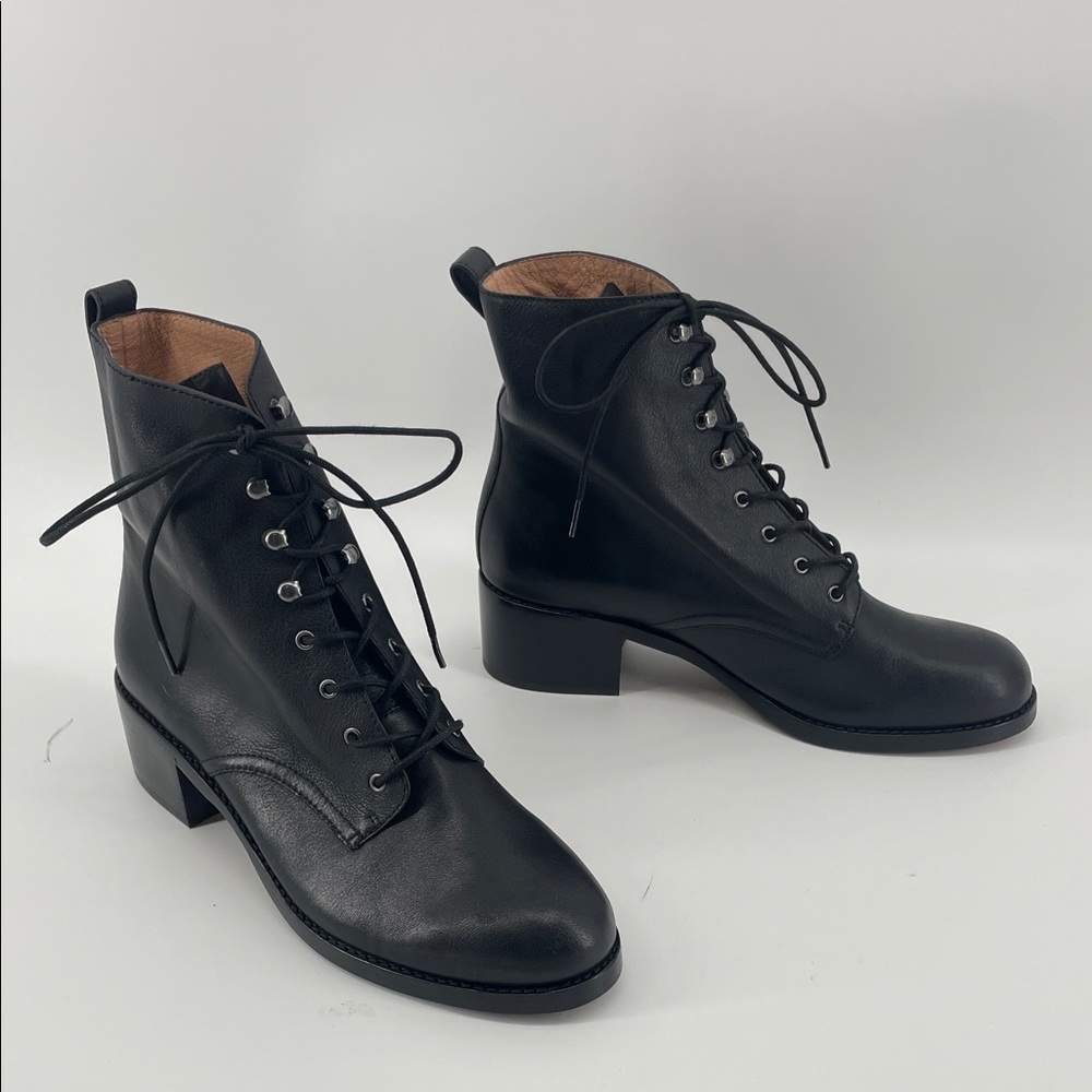 Madewell The Patti Lace-Up Boot in True Black 10 S77 - Picture 2 of 9